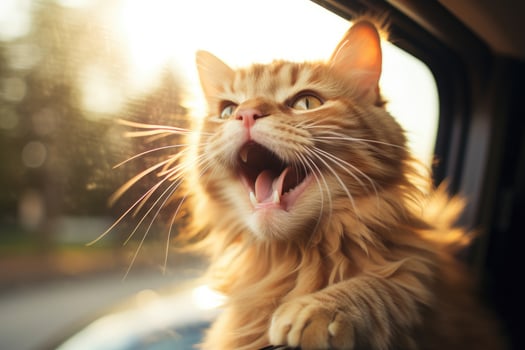 Cute dog looking out of car window , photo