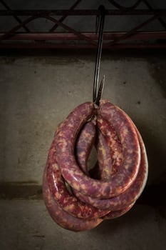 Handmade sausage preparation, Argentine tradition, Pampas, Patagonia photo