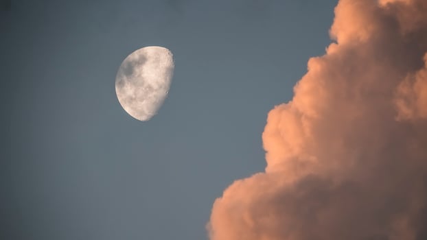 Moon in a sky with clouds,Patagonia Argentina photo