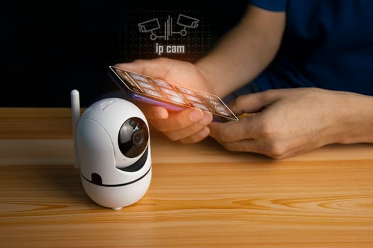 IP wifi wireless security camera supports Internet installation technology, security systems, smart home applications. photo
