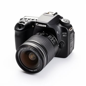 DSLR camera on white photo