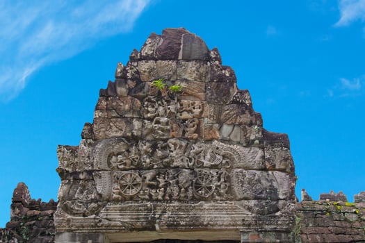 Bas relief of a gopura at Preah Khan in Siem Reap photo