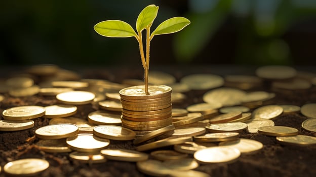 Coin and Green Sprouts photo