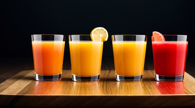 Healthy and Delicious Fruit Juice on glasses. Food photography. . photo