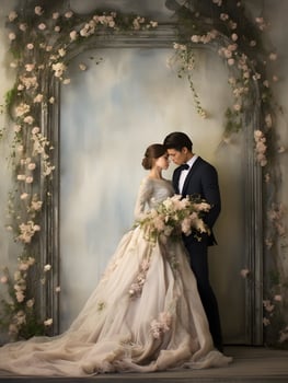 Wedding backdrop background illustration design, couple in love, marriage, bride, photo