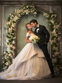 Wedding backdrop background illustration design, couple in love, marriage, bride, photo