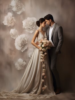 Wedding backdrop background illustration design, couple in love, marriage, bride photo
