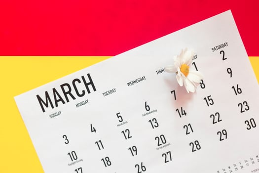 March 2020 monthly calendar photo