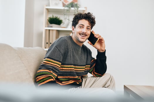 Man smile lifestyle phone home cell photo