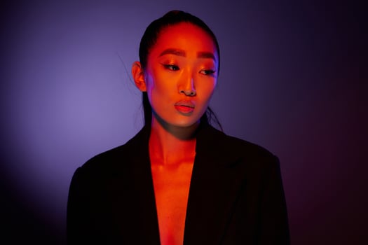 Woman disco fashion colorful light beauty photo