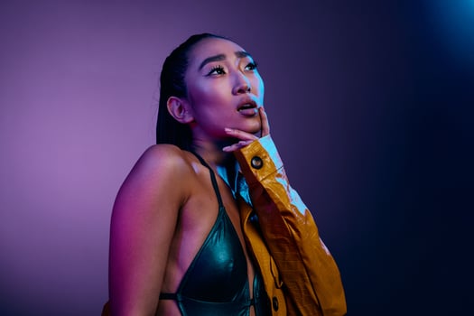 Purple woman light disco beauty blue colorful fashion photo