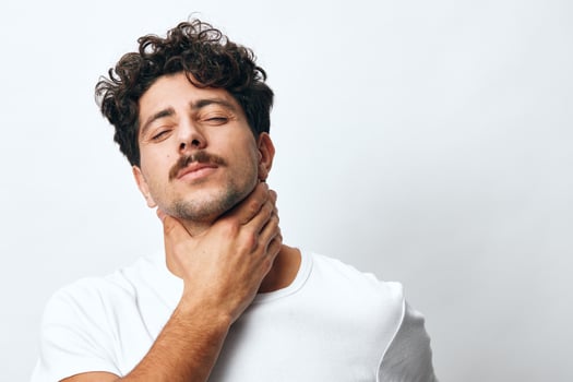 Smile man lifestyle hair shirt isolated hipster t-shirt white natural background serious american fashion portrait photo