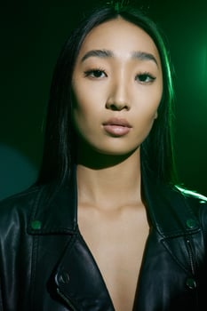 Woman neon trendy smoke portrait concept photo