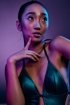 Woman blue purple disco beauty light colorful fashion photo