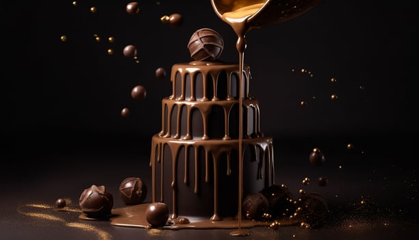Indulgent dark chocolate dessert with creamy marshmallow generated by AI photo