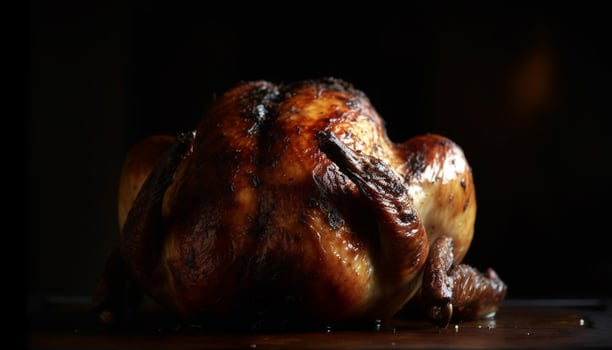 Grilled poultry and vegetables, a gourmet meal generated by AI photo