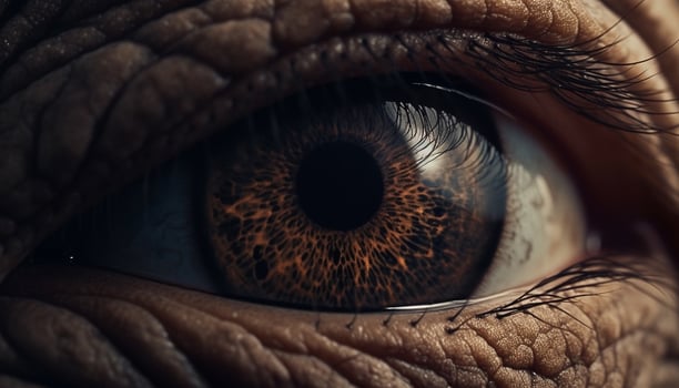 Staring eyes, animal and human, in macro generated by AI photo