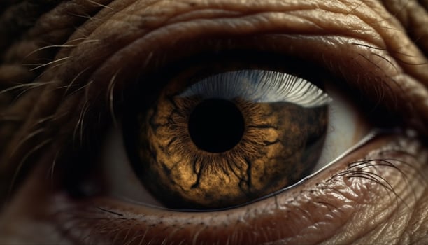 Nature beauty staring back, selective focus on iris generated by AI photo