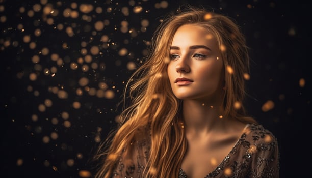Beautiful young woman exudes elegance and sensuality generated by AI photo