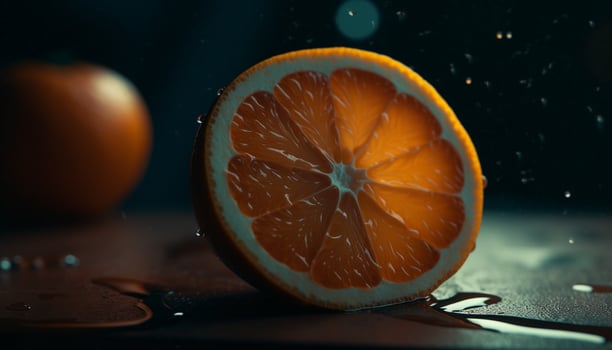 Fresh citrus fruits on a wooden table, nature healthy refreshment generated by AI photo