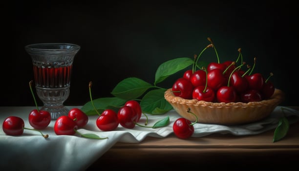 Freshness of nature bounty on a wooden table, a gourmet delight generated by AI photo
