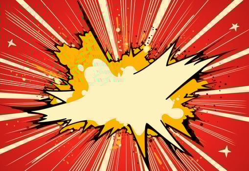 VIntage retro comics boom explosion crash bang cover book design with light and dots. photo