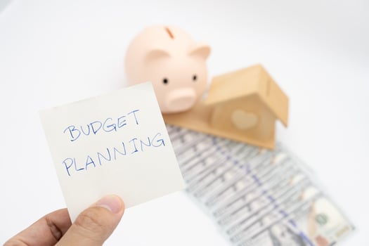 Budget planning for buying a Home. concept of saving money to buy an apartment, house or other residential property. real estate concept. photo