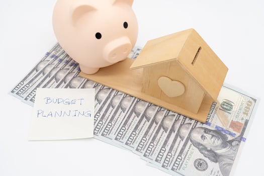 Budget planning for buying a Home. concept of saving money to buy an apartment, house or other residential property. real estate concept. photo