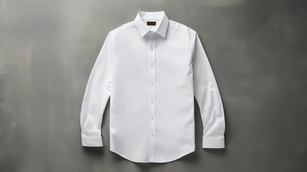 Top view of men shirt white color on texture grey background, Ai Generative. photo
