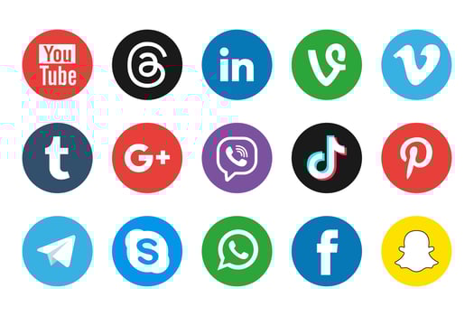 Set of the most popular social media icons photo