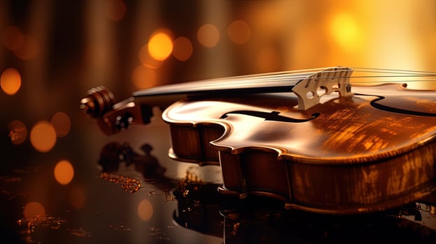 Musical instrument violin background, generated by AI photo