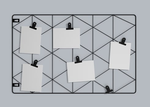 Moodboard mockup hanging on wall photo