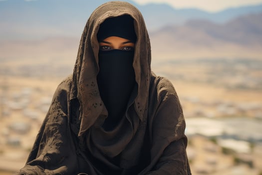 Muslim woman wearing niqab and hijab generative ai photo