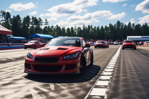 red sports car on race track road generative ai photo