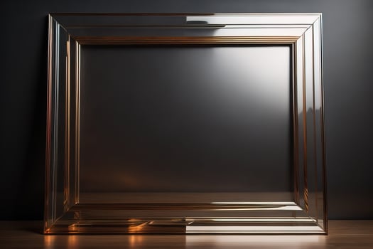 Glass picture frame on a solid color background. ai generative photo