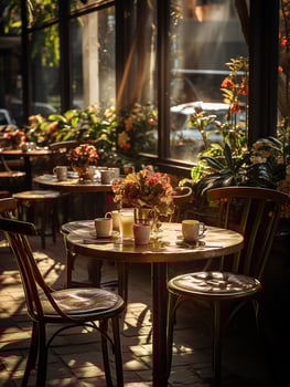 photography of outdoor cafe in daylight with smooth lighting AI generated photo