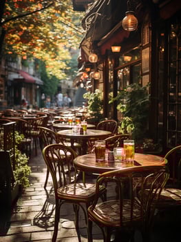 photography of outdoor cafe in daylight with smooth lighting AI generated photo