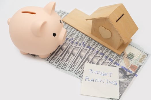 Budget planning for buying a Home. concept of saving money to buy an apartment, house or other residential property. real estate concept. isolated background. photo