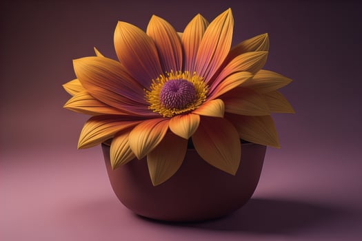 Flowers in a pot on a solid color background. ai generative photo
