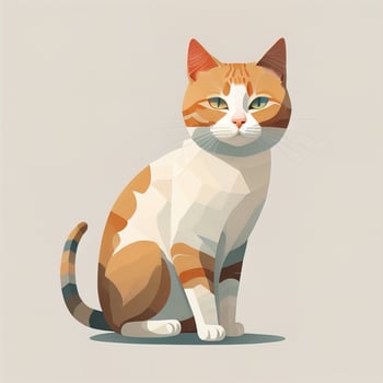 Cute cat sitting on the floor. Vector illustration in retro style. ai generative photo