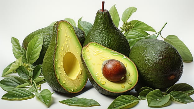Fresh Green Avocado Fruit on a white background photo