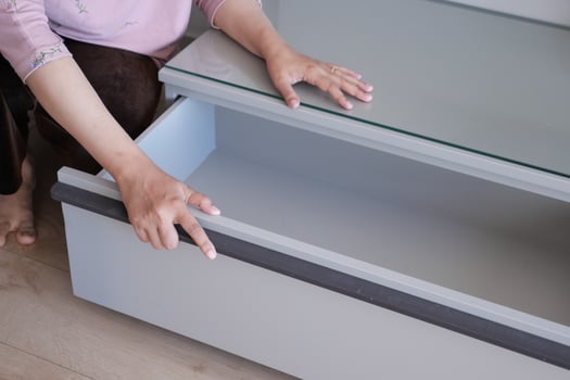 top view of a opened empty drawer photo