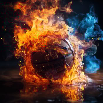 Basketball on fire. Generative AI photo