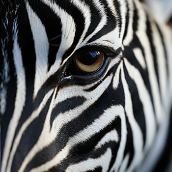 Close-up of a zebra eye. Generative AI photo