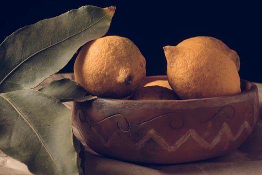 Organic lemons, harvested from the garden, prepared on the table. photo