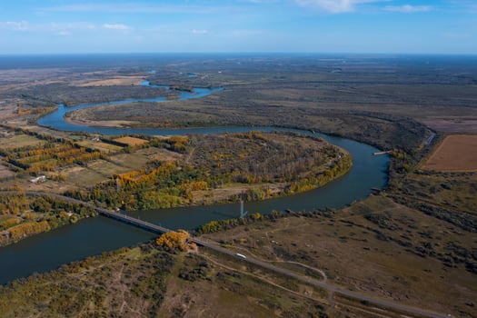 Rio Negro landscape in Patagonia, passing through the city of General Conesa, Argentina. photo