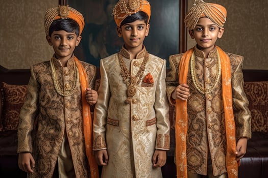 AI generated The Three Indian Princes in Their Cultural Attire photo