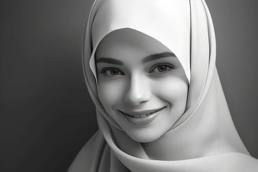 AI generated Beautiful Muslim Woman Wearing Traditional Headscarf photo