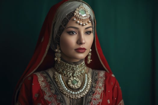 AI generated Elegant Indian Woman in Traditional Attire photo