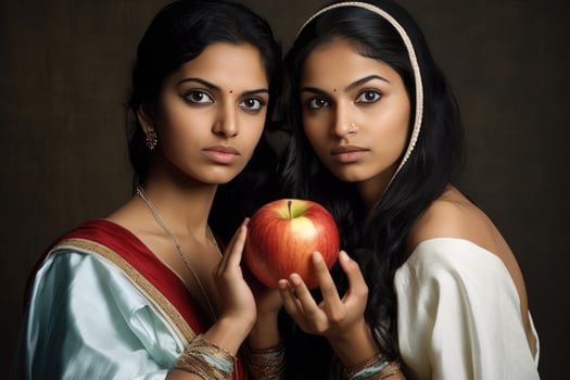 AI generated Beautiful Women Holding Fruit photo